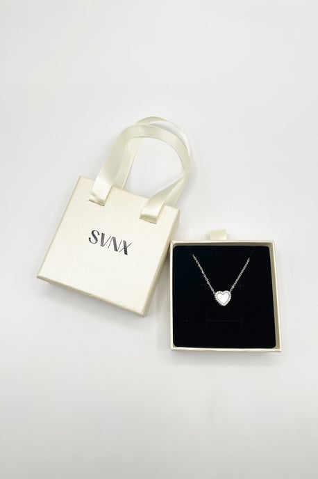 Diamante & Seashell Heart Necklace in Silver - Gift Boxed - Image 3