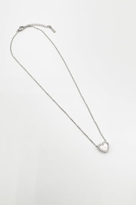 Diamante & Seashell Heart Necklace in Silver - Gift Boxed - Image 5