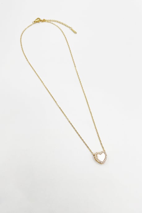 Diamante & Seashell Heart Necklace in Gold - Gift Boxed - Image 4