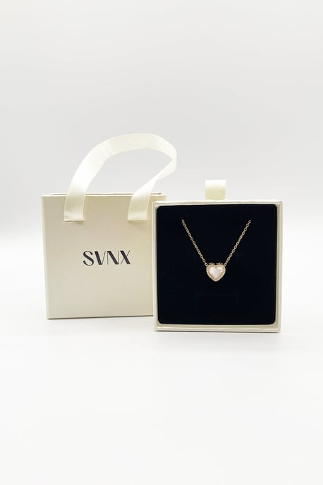 Diamante & Seashell Heart Necklace in Gold - Gift Boxed - Image 6