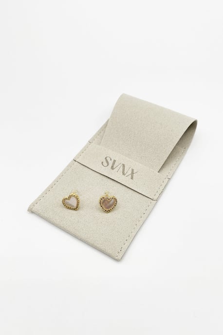 Diamante & Seashell Heart Earrings In Gold - Image 5