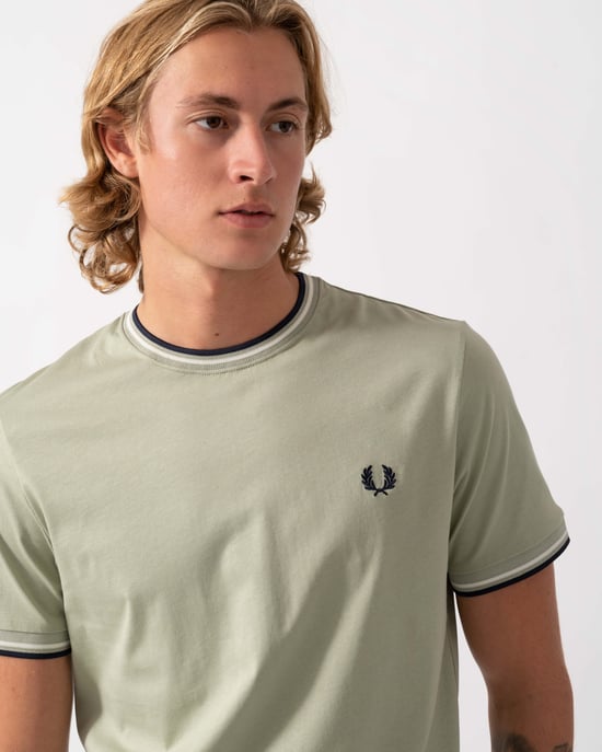 Short Sleeve Logo Detail T-Shirt in Pale Green - Image 2