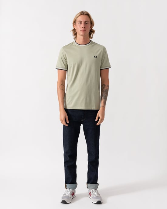 Short Sleeve Logo Detail T-Shirt in Pale Green - Image 3