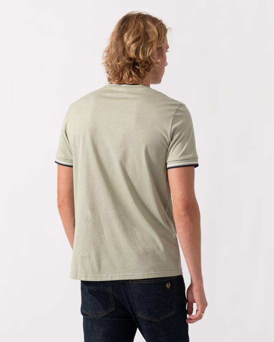 Short Sleeve Logo Detail T-Shirt in Pale Green - Image 4