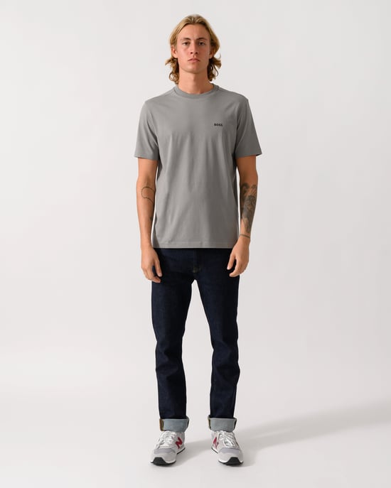 Regular Fit Short Sleeve Logo Detail T-Shirt in Grey - Image 2