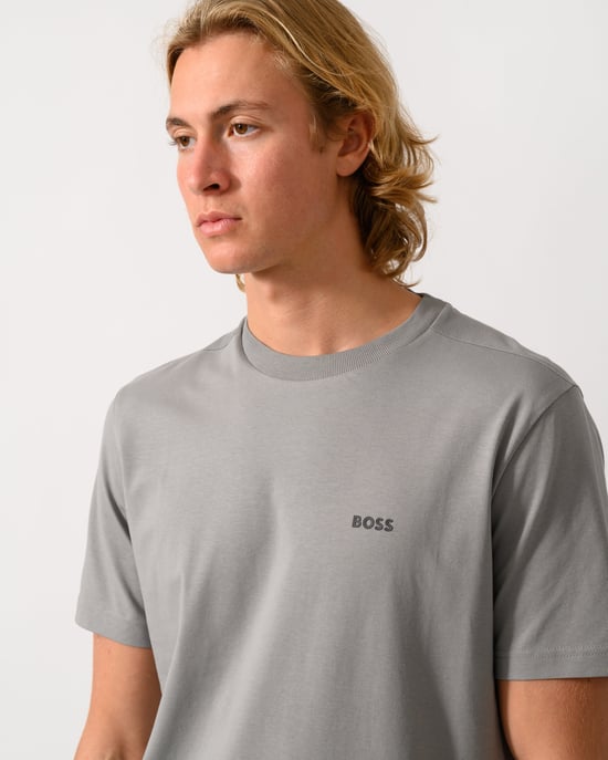 Regular Fit Short Sleeve Logo Detail T-Shirt in Grey - Image 3