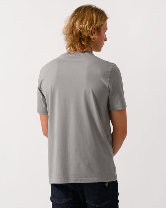 Regular Fit Short Sleeve Logo Detail T-Shirt in Grey - Image 4