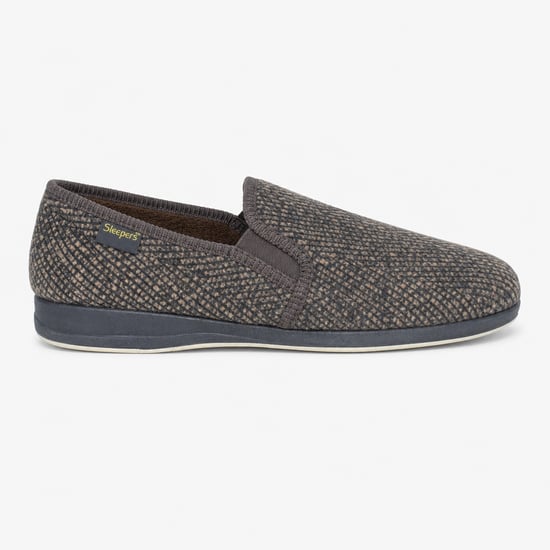 Sleepers Joseph Mens Full Slippers Brown Check - Image 1