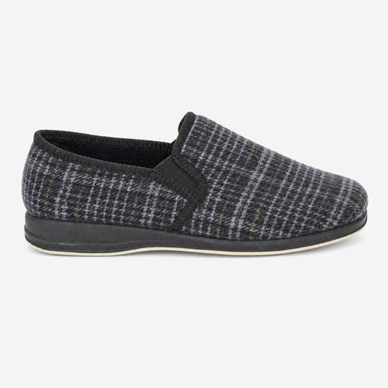 Sleepers Joseph Mens Full Slippers Grey Check - Image 1