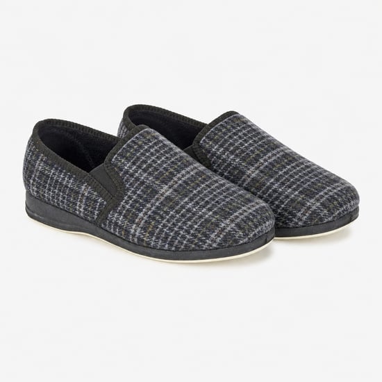 Sleepers Joseph Mens Full Slippers Grey Check - Image 2