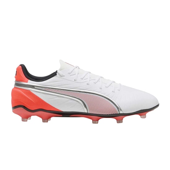 Puma Mens King Match Firm Ground Football Boots (White/Red) - Image 2