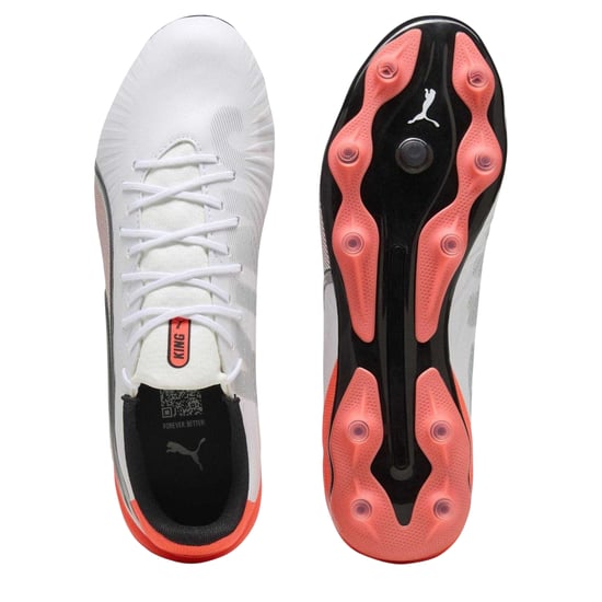 Puma Mens King Match Firm Ground Football Boots (White/Red) - Image 3