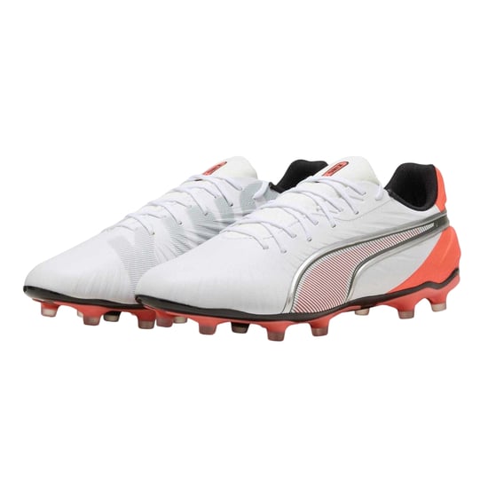 Puma Mens King Match Firm Ground Football Boots (White/Red) - Image 4