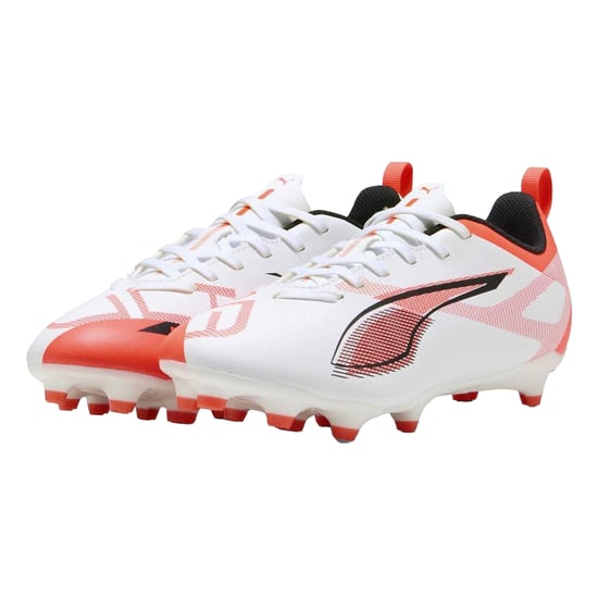 Puma Kinder/Kids Ultra 5 Play Stevige Grond Voetbalschoenen (Wit, Rood) - Image 5