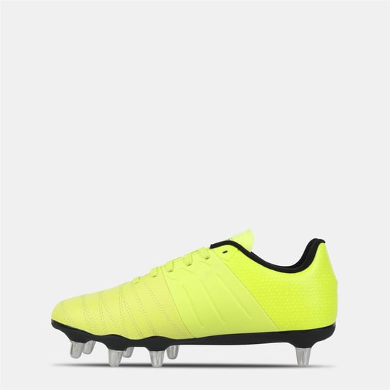 KooGa Mens Power SG Leather Rugby Boots (Yellow/Black) - Image 2