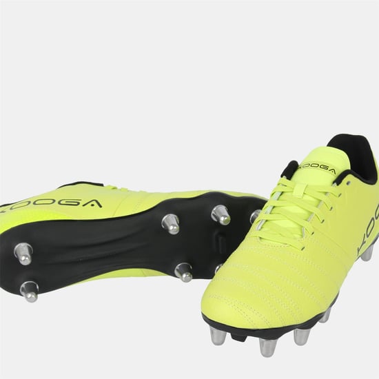 KooGa Mens Power SG Leather Rugby Boots (Yellow/Black) - Image 3