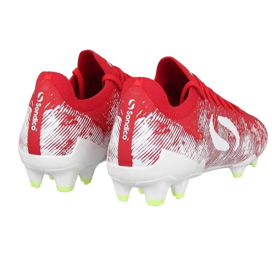 Sondico Mens Striped Firm Ground Football Boots (Red/White) - Image 2