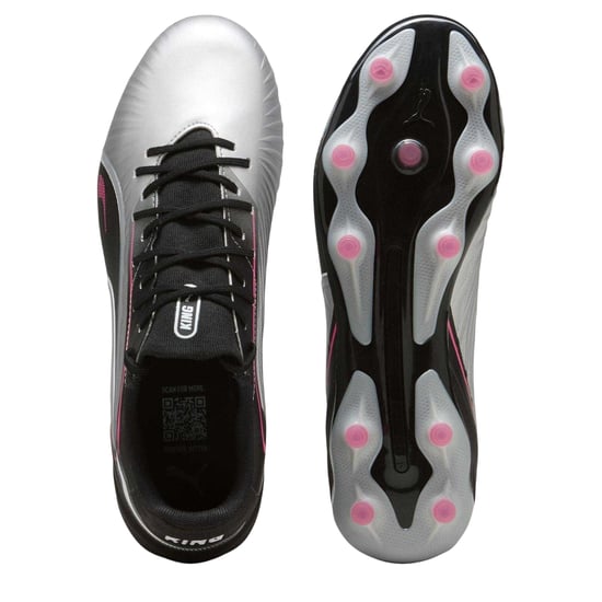 Puma Mens King Match Firm Ground Football Boots (Silver/Black) - Image 3