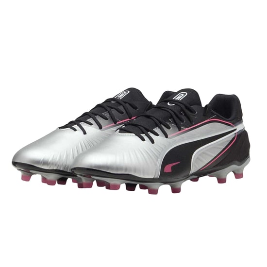 Puma Mens King Match Firm Ground Football Boots (Silver/Black) - Image 4