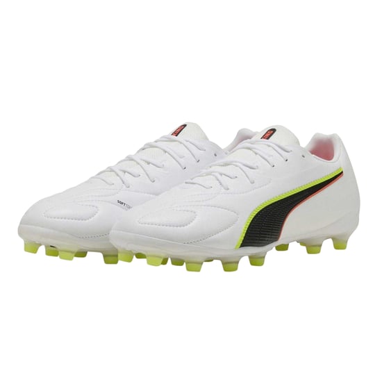 Puma Mens King Match Firm Ground Football Boots (White/Black) - Image 3