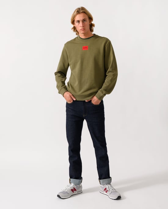 Long Sleeve Logo Detail Sweatshirt in Olive - Image 3