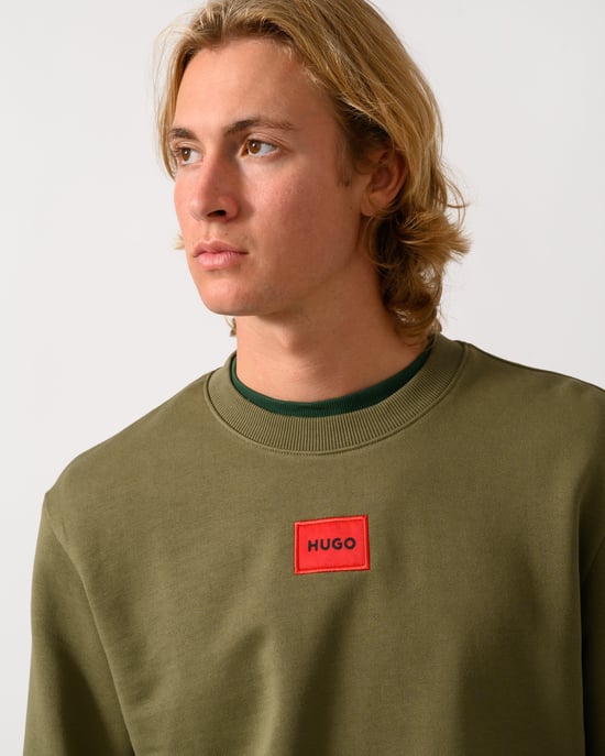Long Sleeve Logo Detail Sweatshirt in Olive - Image 4