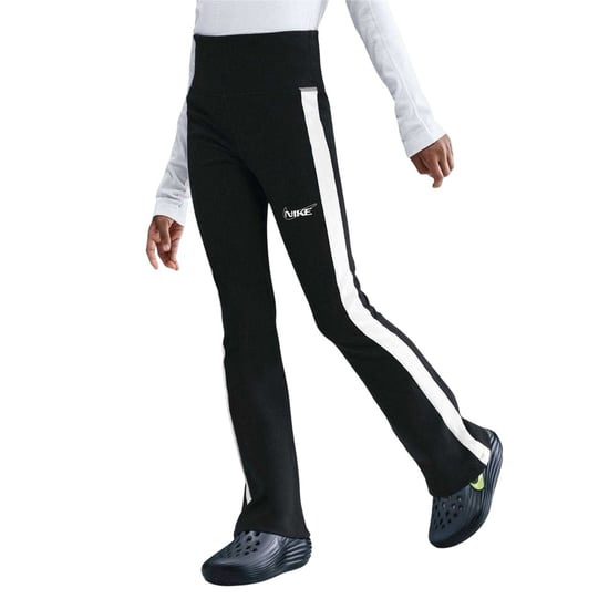 Nike Legging met klassiek logo en uitlopende pijpen voor meisjes (Zwart/Wit) - Image 2