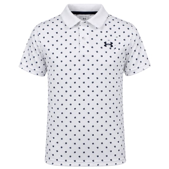 Under Armour Performance Poppie Kids White Golf Polo Shirt - Image 1