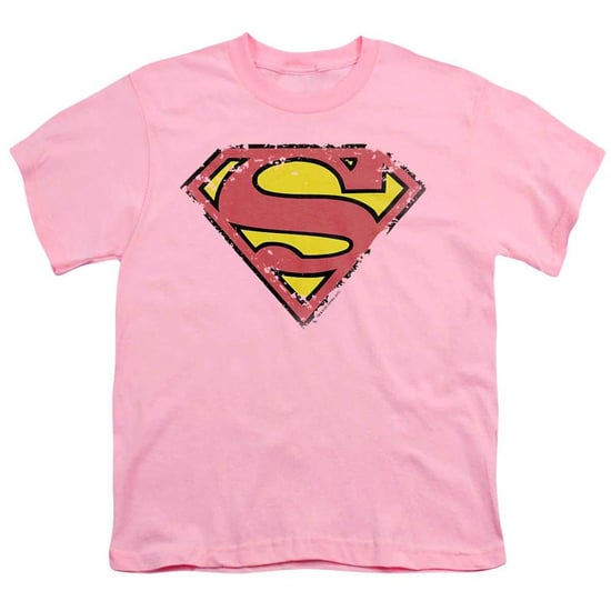 Superman T-shirt met verweerd schildmotief voor kinderen (Roze) - Image 1