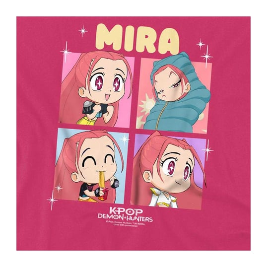 K-Pop Demon Hunters Childrens/Kids Huntrix Mira Chibi Group T-Shirt (Fuchsia) - Image 4