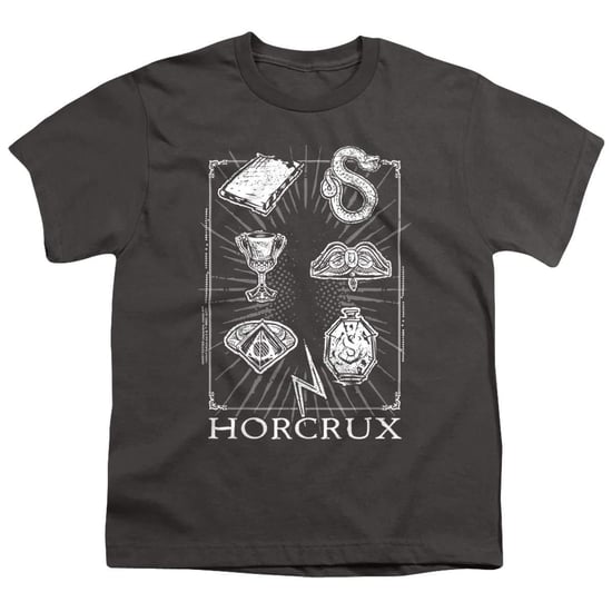 Harry Potter T-shirt van ringspun-katoen met Horcrux-symbolen voor kinderen/jongeren (Houtskool) - Image 1