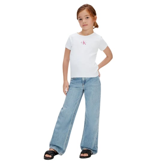 Calvin Klein Girls Mono Crop Top (White) - Image 1