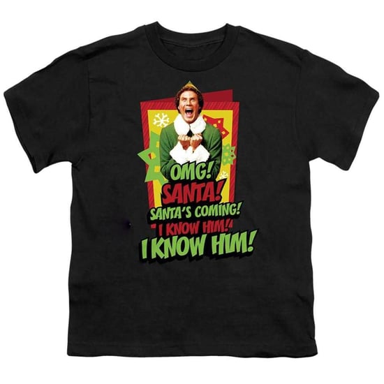 Elf T-shirt voor kinderen: De kerstman komt eraan! Ik ken hem! (Zwart) - Image 1