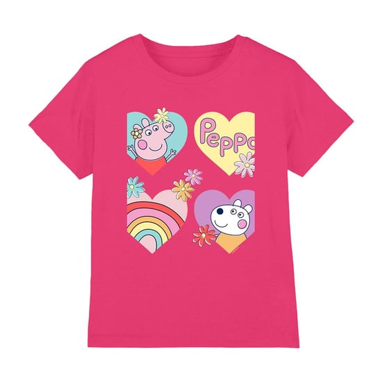 Peppa Pig T-shirt voor kinderen met Suzy Sheep-motief: hartjes en bloemen (Heet Roze) - Image 1