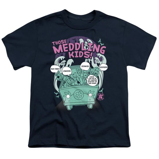Scooby Doo T-shirt met de tekst: ‘Kinderen die zich overal mee bemoeien sinds 1969’ (Marine) - Image 1