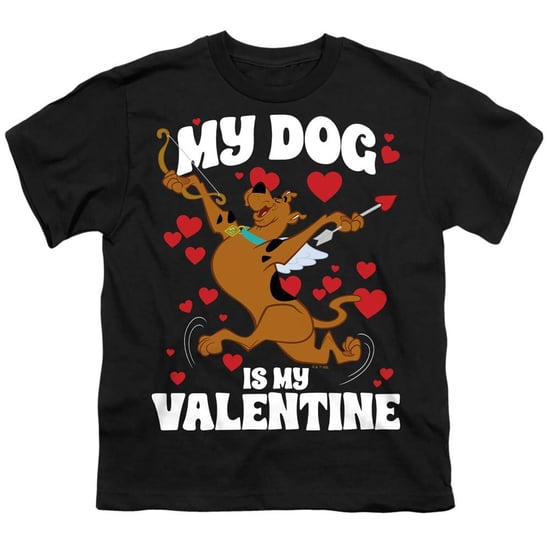 Scooby Doo T-shirt voor kinderen met de tekst ‘My Dog Is My Valentine’ (Zwart) - Image 1