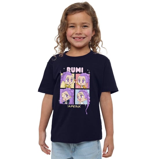K-Pop Demon Hunters Childrens/Kids Huntrix Rumi Chibi Group T-Shirt (Navy) - Image 4
