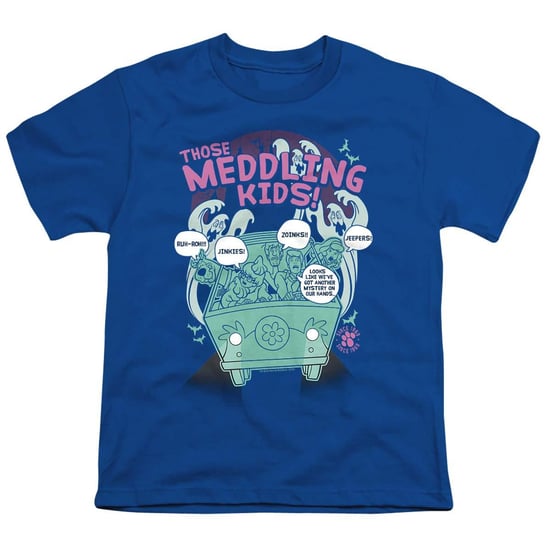 Scooby Doo T-shirt met de tekst: ‘Kinderen die zich overal mee bemoeien sinds 1969’ (Koningsblauw) - Image 1