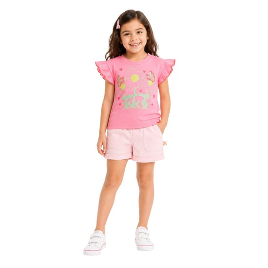 Billieblush Baby Girls Flowers Crew Neck T-Shirt (Pink) - Image 1