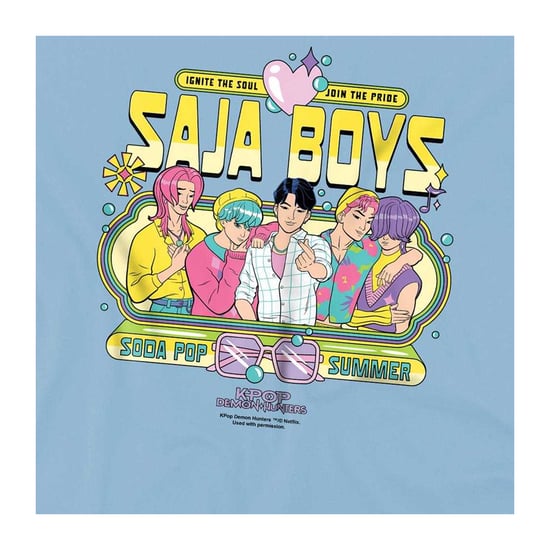 K-Pop Demon Hunters Childrens/Kids Saja Boys Festival Poster T-Shirt (Light Blue) - Image 3