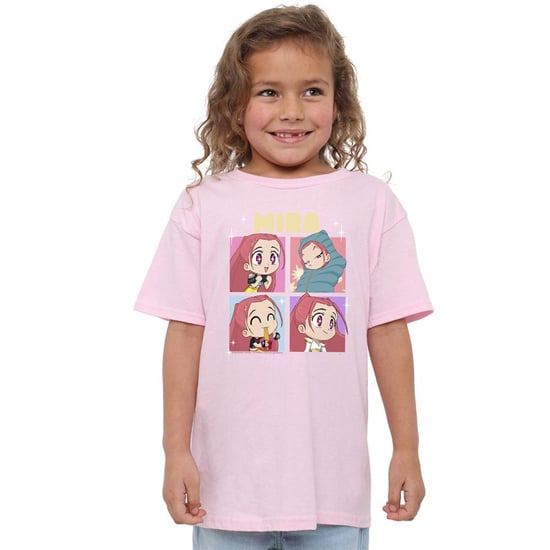 K-Pop Demon Hunters Childrens/Kids Huntrix Mira Chibi Group T-Shirt (Light Pink) - Image 1