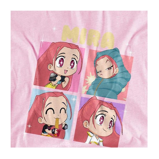 K-Pop Demon Hunters Childrens/Kids Huntrix Mira Chibi Group T-Shirt (Light Pink) - Image 4