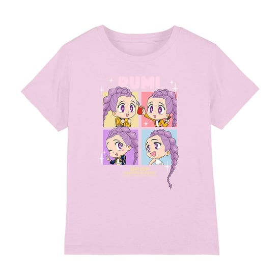 K-Pop Demon Hunters Childrens/Kids Huntrix Rumi Chibi Group T-Shirt (Light Pink) - Image 1