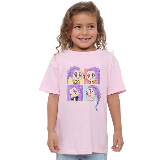 K-Pop Demon Hunters Childrens/Kids Huntrix Rumi Chibi Group T-Shirt (Light Pink) - Image 4