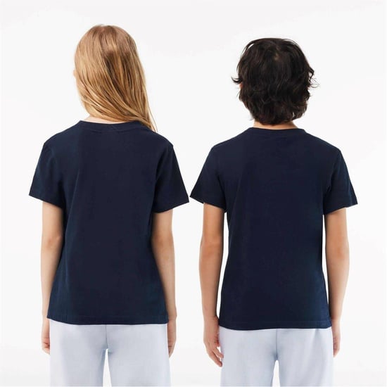 Lacoste Basis T-shirt met borduursel voor kinderen, normale pasvorm (Marine) - Image 3