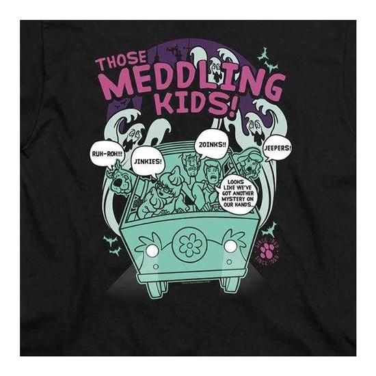 Scooby Doo T-shirt met de tekst: ‘Kinderen die zich overal mee bemoeien sinds 1969’ (Zwart) - Image 3