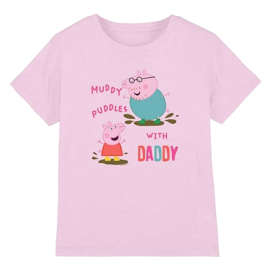 Peppa Pig Meisjes Modderige Plassen Met Papa Katoenen T-Shirt (Lichtroze) - Image 1