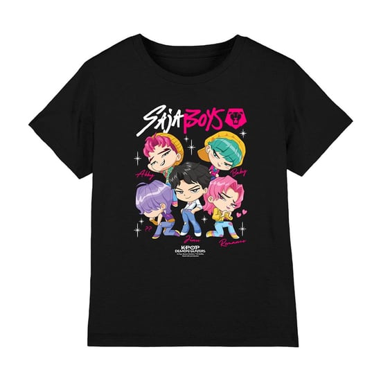 K-Pop Demon Hunters Childrens/Kids Saja Boys Chibi T-Shirt (Black) - Image 1