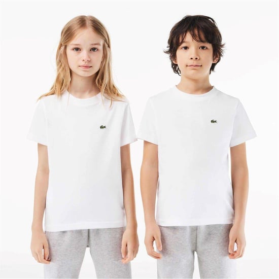 Lacoste Basis T-shirt met borduursel voor kinderen, normale pasvorm (Wit) - Image 1