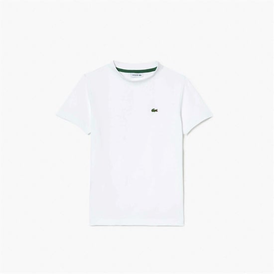 Lacoste Basis T-shirt met borduursel voor kinderen, normale pasvorm (Wit) - Image 5